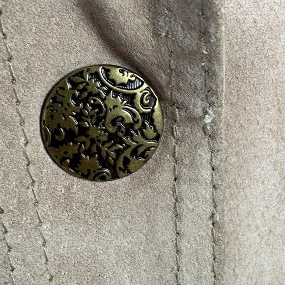 Vintage 90s Y2K Genuine Suede Leather Blazer Jacket Western Grunge Tan Size L - Picture 3 of 9